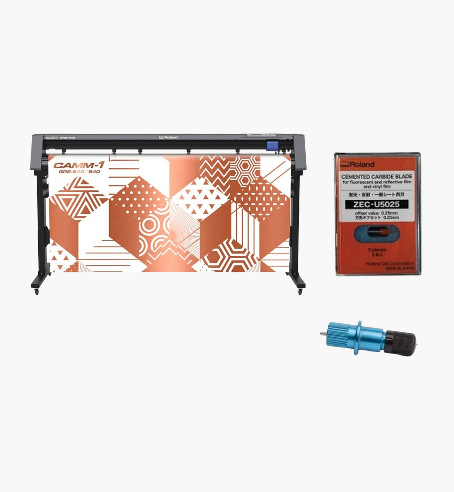 Large Format Design Cutter - GR2-540(54” width)+ Cutting Blade(ZEC-U5025) + Blade Holder Bundle(Blue)